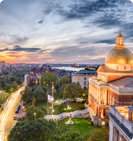 Boston cityscape with historic architecture